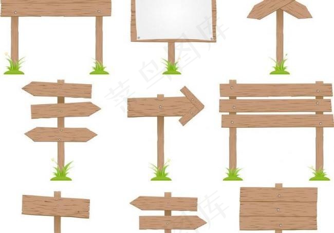 木纹木板指示牌图片eps,ai矢量模版下载