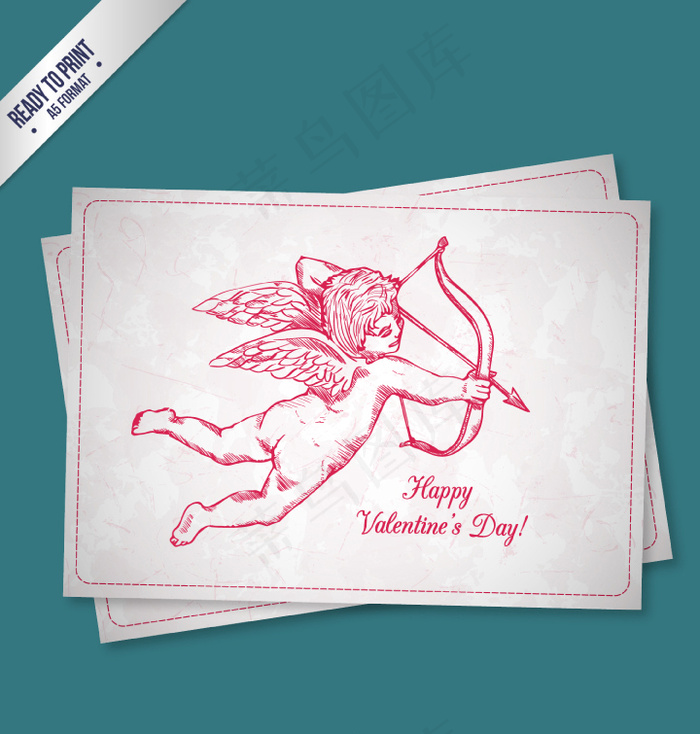 手绘射箭丘比特