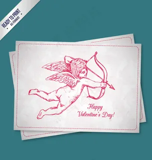 手绘射箭丘比特