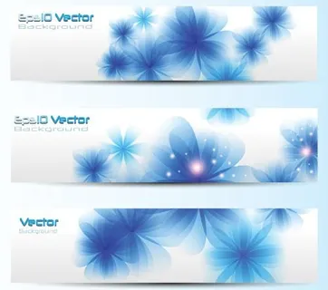 蓝色花卉矢量素材