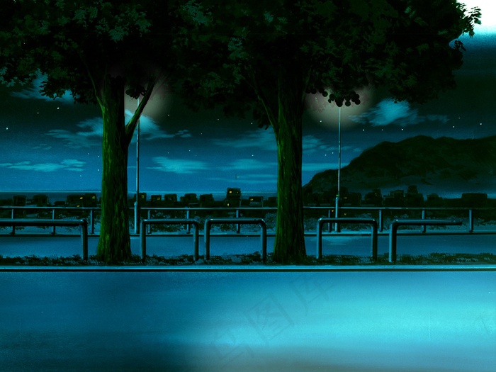 黑夜球场绘画