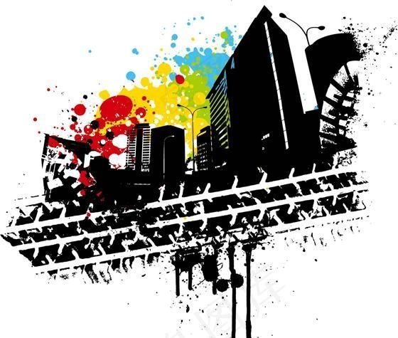 潮流建筑 插画矢量素材 eps格式...eps,ai矢量模版下载