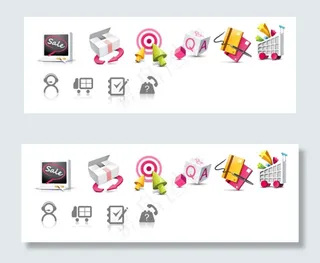 盒子礼盒靶子箭头骰子购物车等图标素...