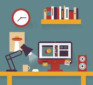 晚间工作室背景矢量素材