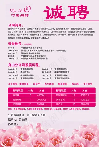 招聘  可诺丹婷图片