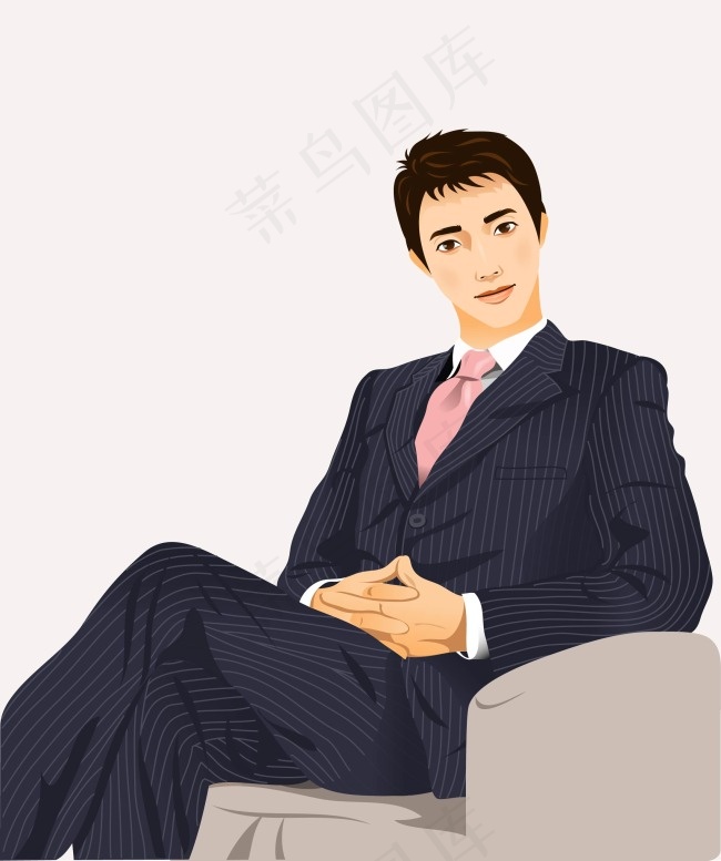 坐在沙发的商务男士插图ai矢量模版下载