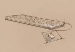 手绘办公室用品 键盘 鼠标图片