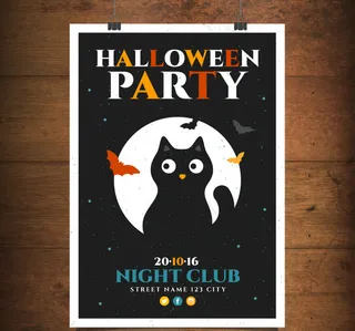 卡通黑猫海报模板