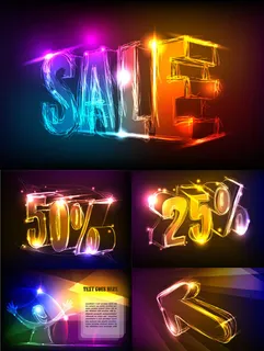 光涂鸦箭头霓虹光效矢量