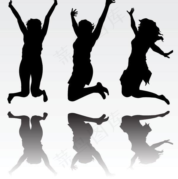 人们欢呼跳跃剪影矢量素材