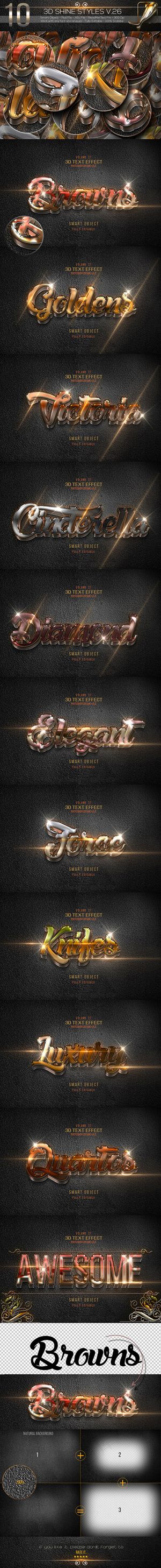 10款镏金质感3D艺术字PSD模板