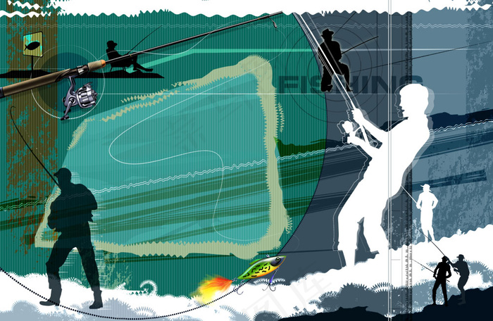 路亚钓鱼运动PSD分层模板