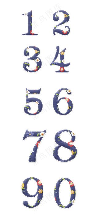 小清新数字艺术字体透明素材下载