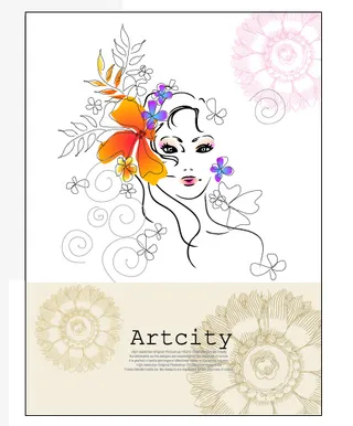 时尚女人花元素AI矢量图