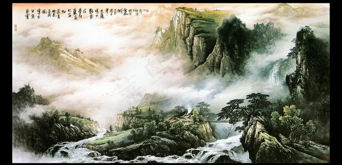 山水风景画图片