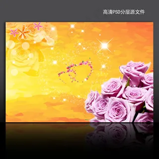 漂亮鲜花背景psd模版下载