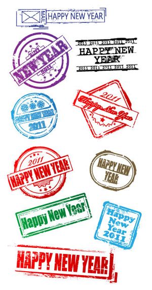 新年邮戳矢量素材