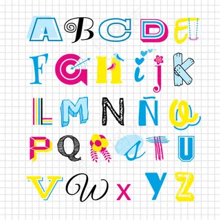 彩绘艺术英文字体设计矢量素材