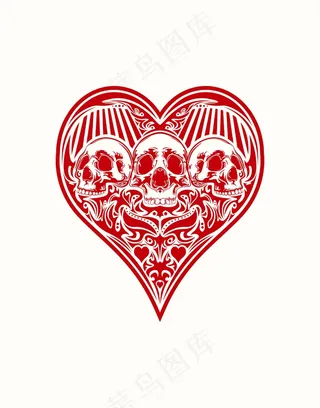 手绘恐怖骷髅头插画矢量素材骷髅元素...