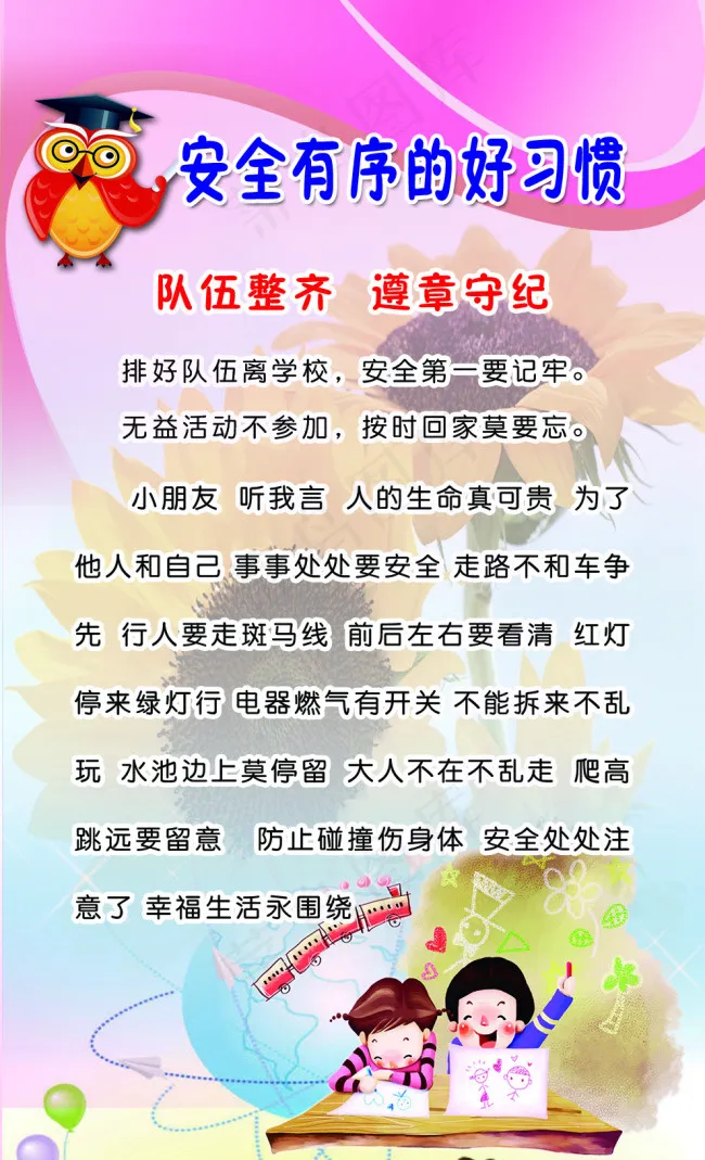 校园培养学习的好习惯，5个系列之五psd模版下载