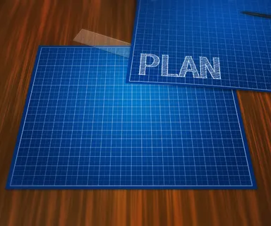 在表格的背景的蓝图计划