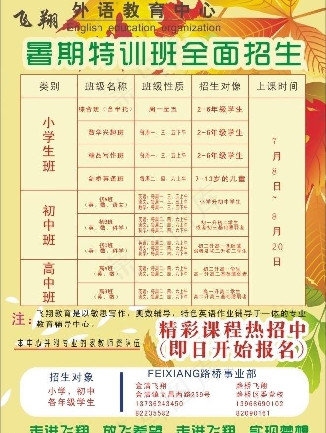 暑期特训班招生图片cdr矢量模版下载