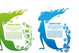 时尚美女花纹剪影矢量素材1