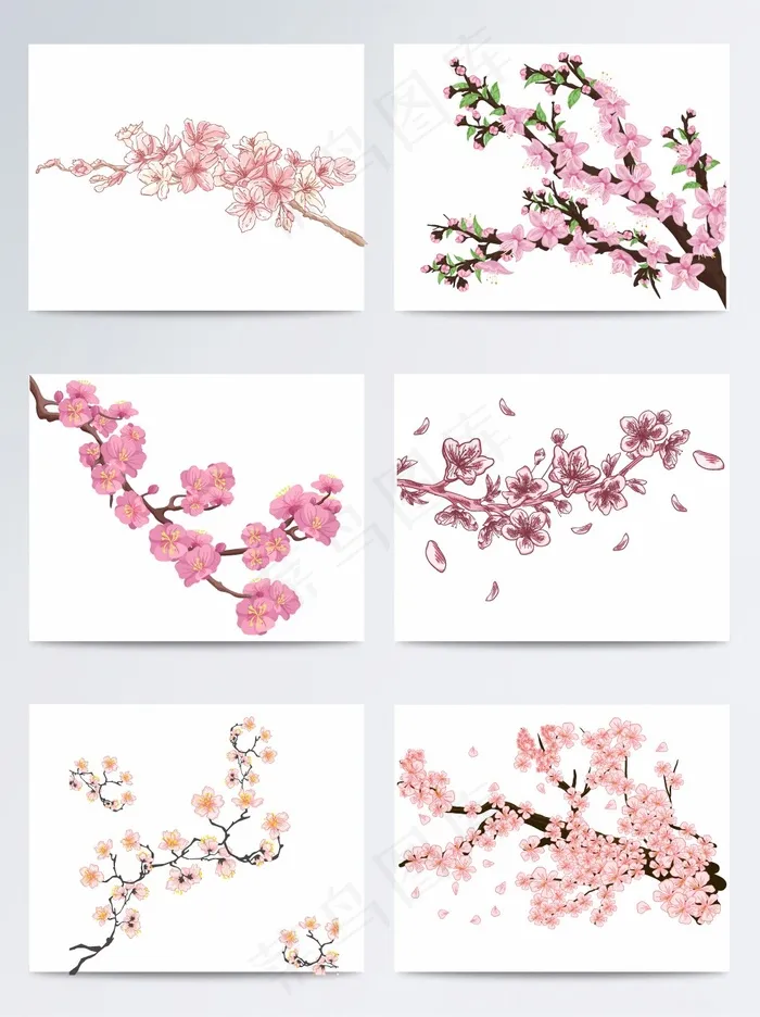 桃花AI素材eps,ai矢量模版下载