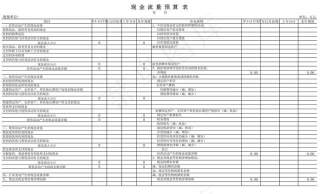 现金流量预算表