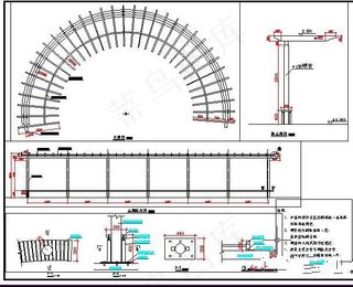原创半圆形花架施工图