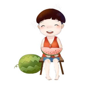 手绘西瓜清爽夏日西瓜PNG透明背景...