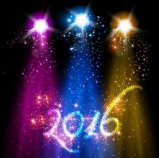 彩色灯光下的2016