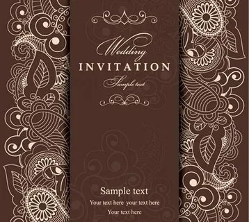 植物花纹邀请函矢量四