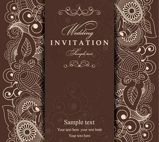 植物花纹邀请函矢量四