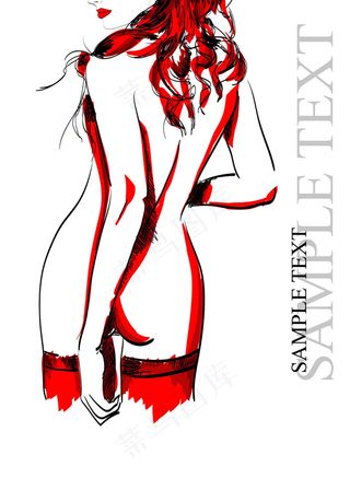 手绘草图像美女矢量素材03