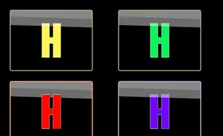 红黄蓝绿四色方形H按钮图标图片