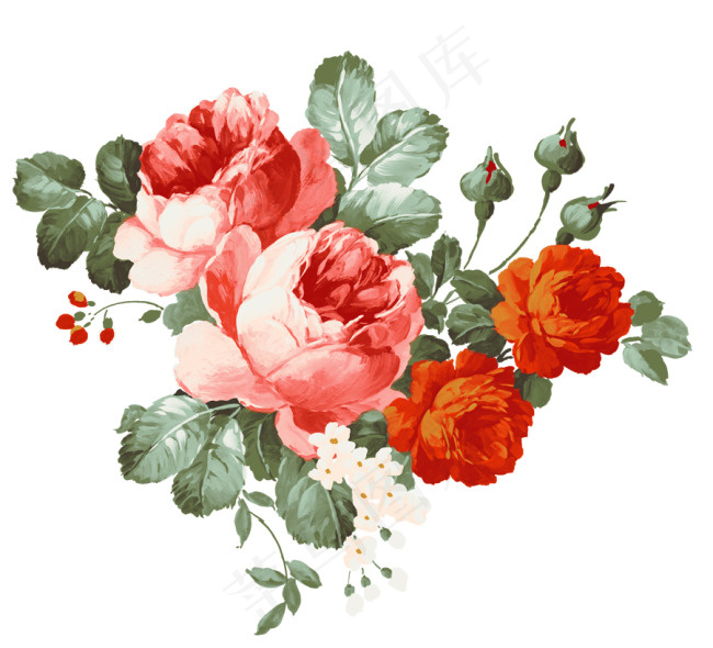 手绘月季花psd模版下载