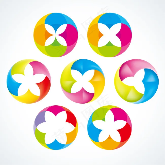logo色彩花型ai矢量模版下载