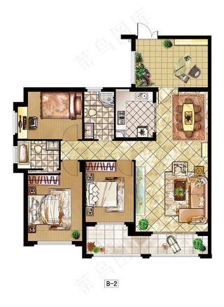 彩色平面户型图