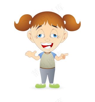 有趣的卡通女孩笑