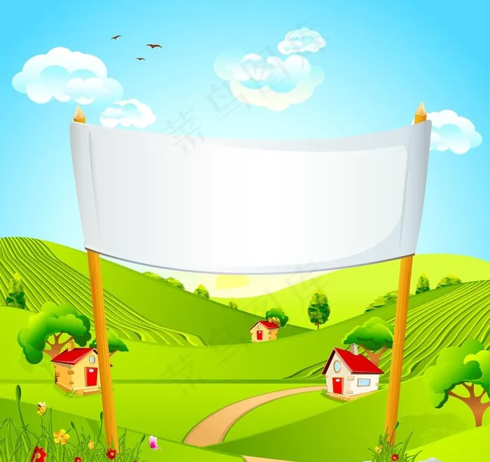 春天自然背景图片ai矢量模版下载