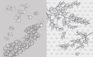 枫叶线描植物花卉矢量素材