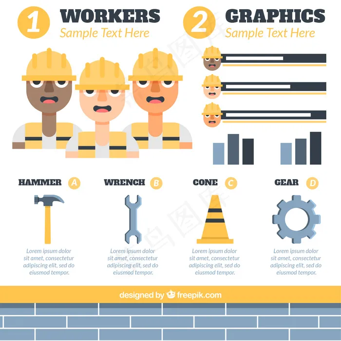 工人和建筑元素的infograph...ai矢量模版下载