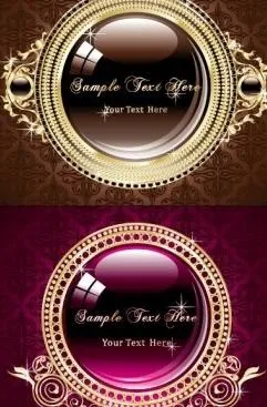 金色圆形图案矢量框架eps,ai矢量模版下载