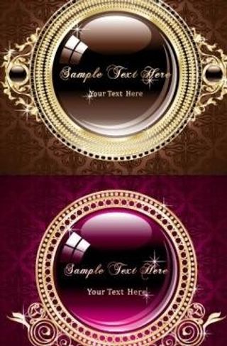 金色圆形图案矢量框架