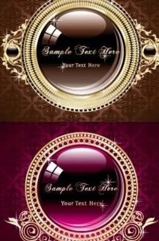 金色圆形图案矢量框架