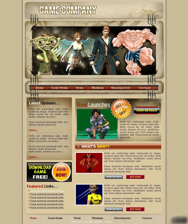 卡通动漫网页设计psd模版下载