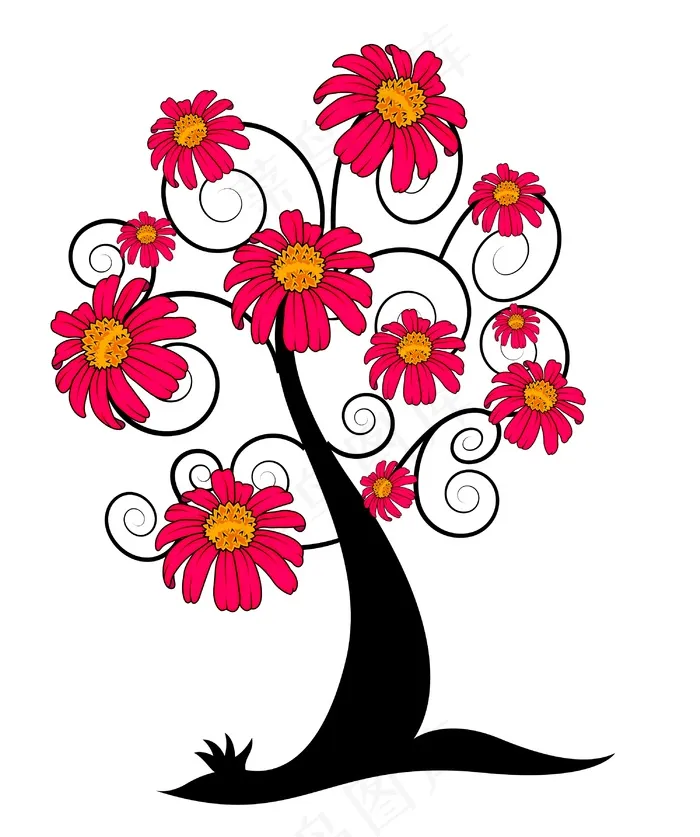 装饰花树设计eps,ai矢量模版下载