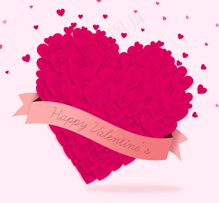 创意情人节丝带爱心ai矢量模版下载