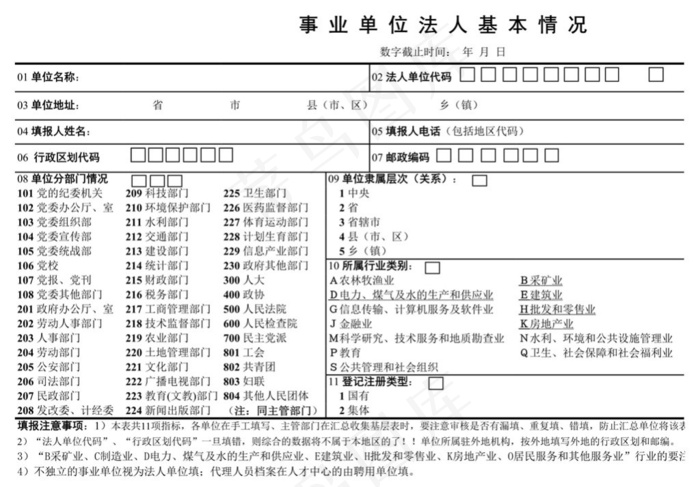 事业单位法人基本情况表